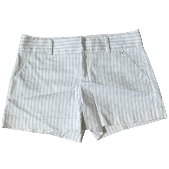 Calvin Klein Pants - Calvin Klein Women's White/Grey Striped Shorts